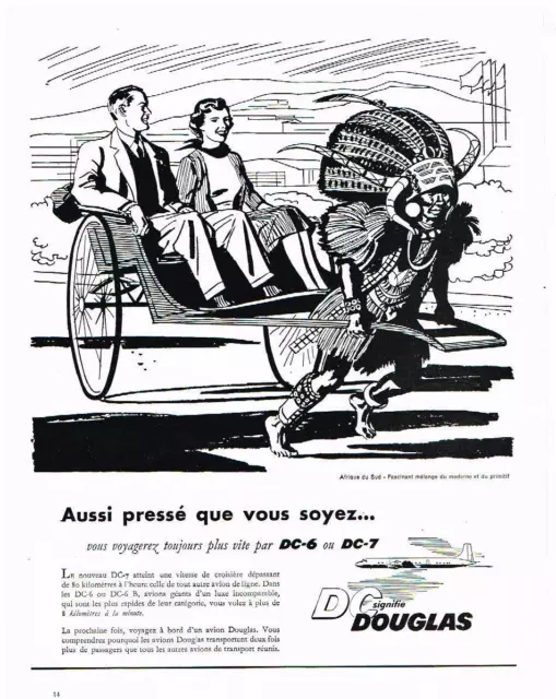 PUBLICITE ADVERTISING 105  1956  DOUGLAS  comapgnie aérienne DC  AFRIQUE DU SUD
