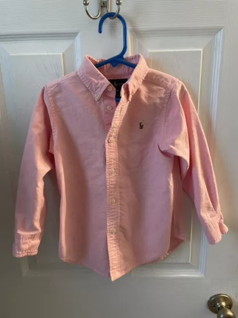 Polo Ralph Lauren Button Down Shirt Long Sleeve Salmon Boys 4T