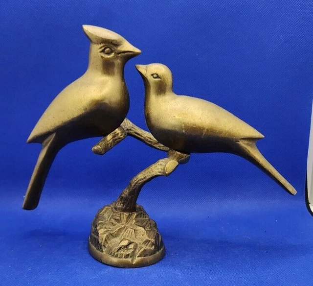 Vint Brass Cardinal/Birds Sitting On A Branch.