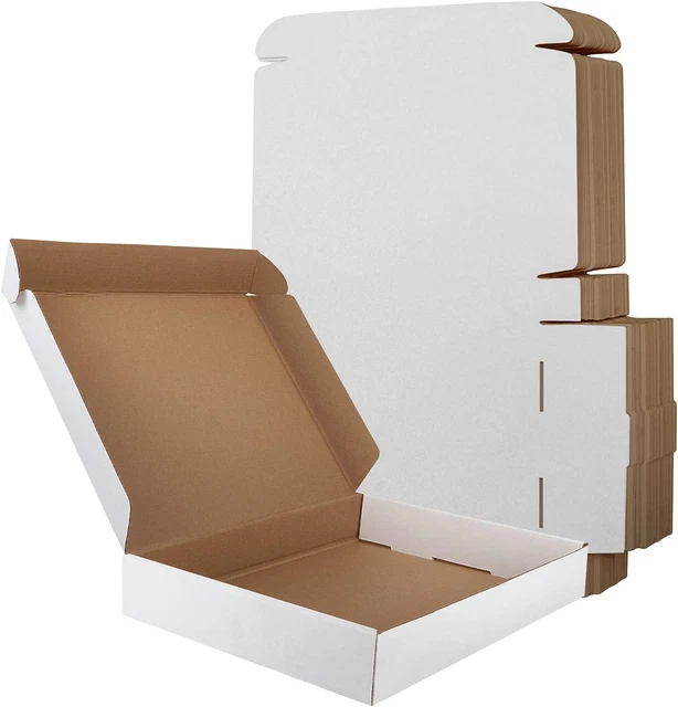 RLAVBL Shipping Boxes 13X10X2 White Corrugated Cardboard Box, 25 Pack