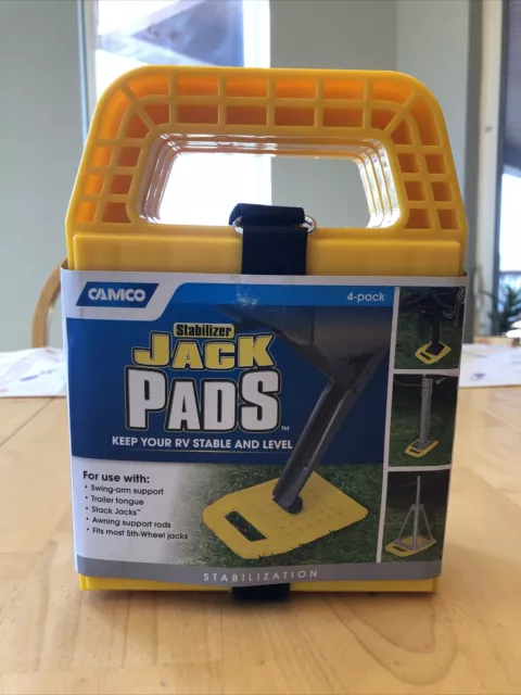 Camco RV Stabilizing Jack Pads 6.5 Inch x 9 Inch Pad - 4 Pack (44595), Yellow