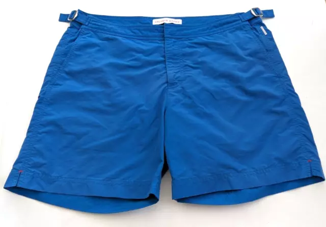 Pantalones cortos de baño Orlebar marrón para hombre 34 azul OB baúles clásicos bulldog con cremallera bolsillo