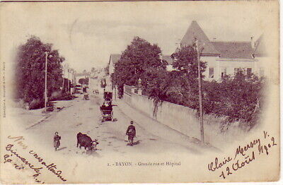 CPA 54 LORRAINE près Nancy Lunéville BAYON Grande Rue Hôpital 1902 Animée