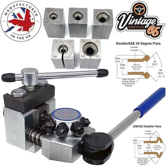 Bremsrohrleitung Abfackelwerkzeug Kit Revolver 4,75 mm 3/16"", 1/4"", 5/16"" & 3/8"" DIN SAE