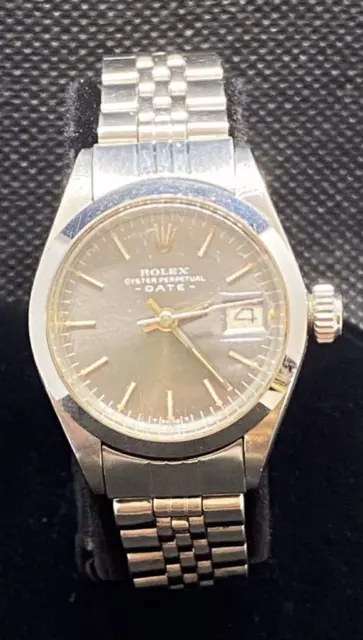ROLEX 6916 OYSTER PERPETUAL DATE SILVER DIAL 26mm SS AUTOMATIC WATCH.