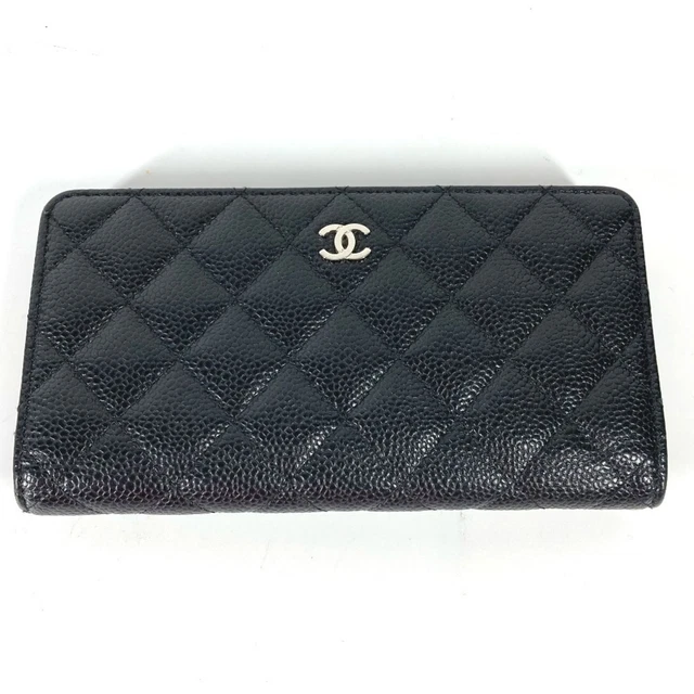 CHANEL CC COCO Mark Matelasse Quilted Bifold Long Wallet in Caviar ...