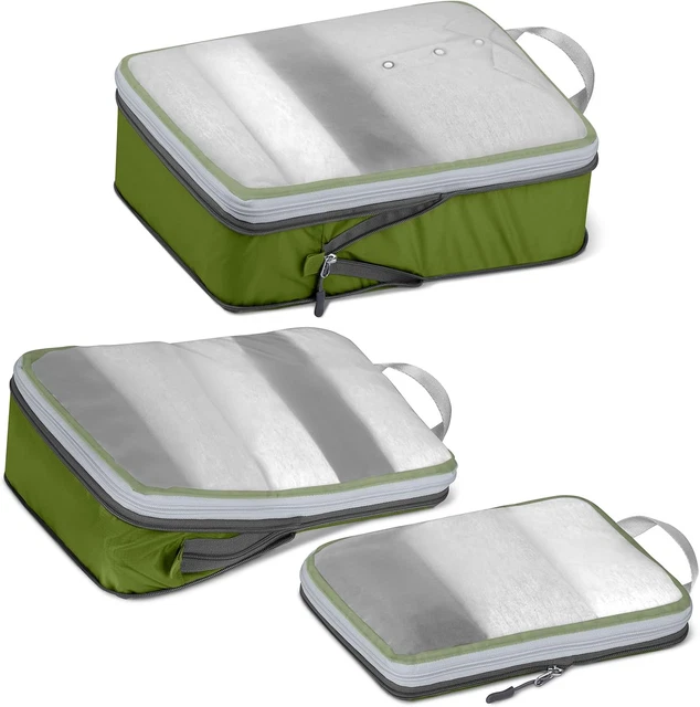 TRIPPED Travel Gear Imballaggio di compressione cubi 6 pezzi Set per durevole del viaggio-leggero Carryon borse Organizer con doppia cerniera di (bianco e verde