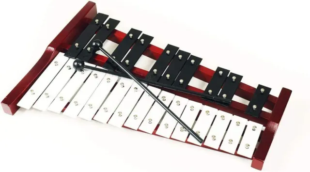 Professional Red Wooden Soprano Glockenspiel Xylophone with 25 Metal Keys