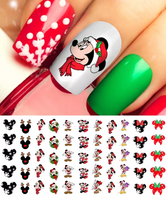 Mickey  & Minnie Mouse Christmas Set #2 Nail Art Decals - Salon Quality!  Disney