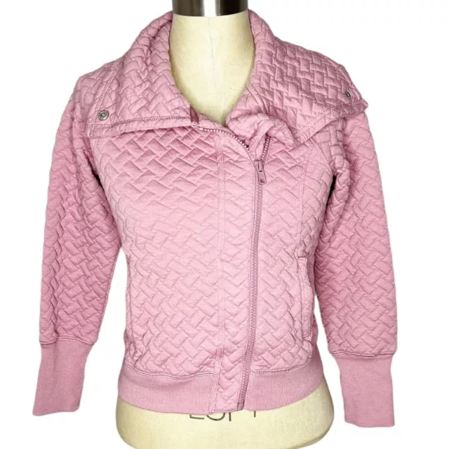 Zella | Womens Size M Pink Quilted Moto Style Asymmetrical Zipper Cropped Jacket