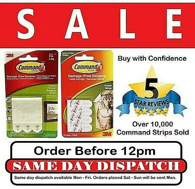 3M Command Strips Self Adhesive Damage Free Wall Hanging Picture Frames Posters