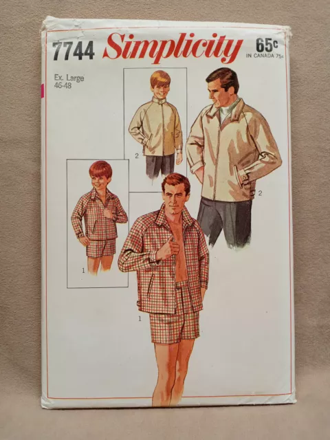 Simplicity 7744 Sewing Pattern for Mens Jacket & Swim Shorts Sz XL 46-48 - UNCUT