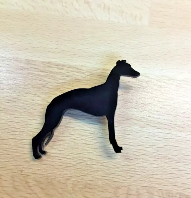 Whippet Dog Brooch Badge Scarf Fastener Gift in Black