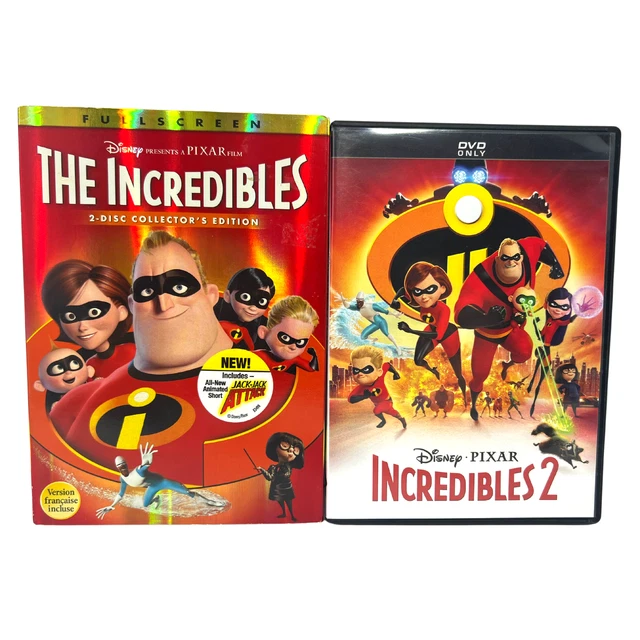 Walt Disney's The Incredibles 1 & 2 DVD Lot Good Condition!!!