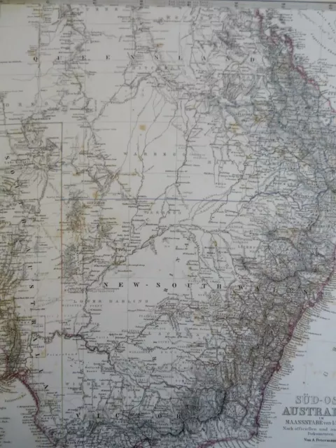 New South Wales Victoria Australia Sydney Melbourne 1872 Petermann detailed map