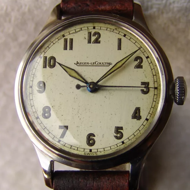 WWII ERA MILITARY 34mm JAEGER-LECOULTRE steel VINTAGE WATCH mens good ...