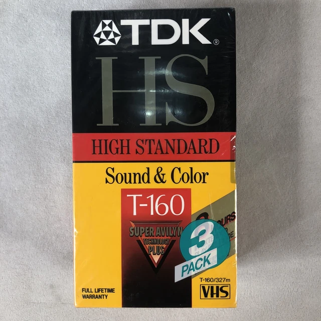 NEW TDK HS VHS tapes 3 pack T160 8hrs each High Standard