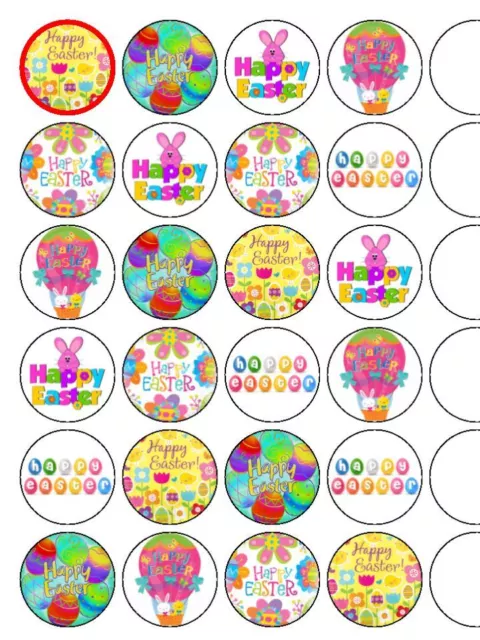 24 x Easter Mix 1.5" PRE-CUT PREMIUM RICE PAPER Cup cake / Cake Toppers