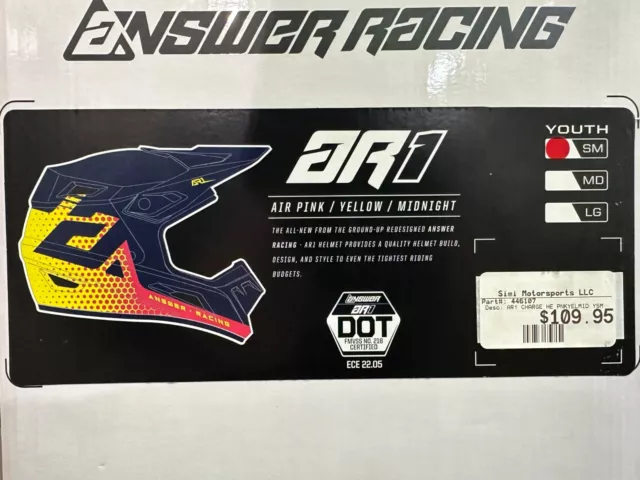 Answer Racing AR1 Youth Small Helmet 446107 *Air Pink/Yellow/Midnight* 2