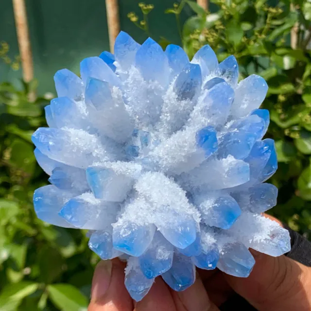 425G New Find sky blue Phantom Quartz Crystal Cluster Mineral Specimen Healing