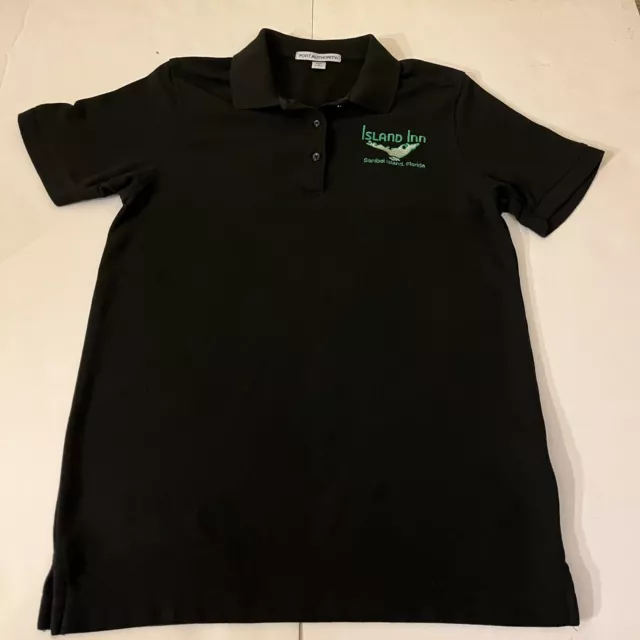 Island Inn Sanibel Florida Employee Uniform Black Polo Shirt Womens Size Small