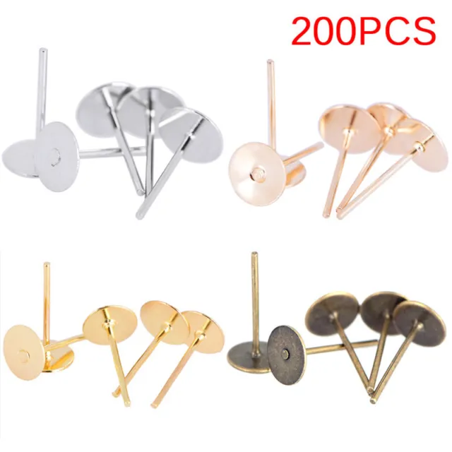 200PCS/Bag DIY Jewelry Earrings Ear Stud Pin DIY Findings Making Accessori D-wf