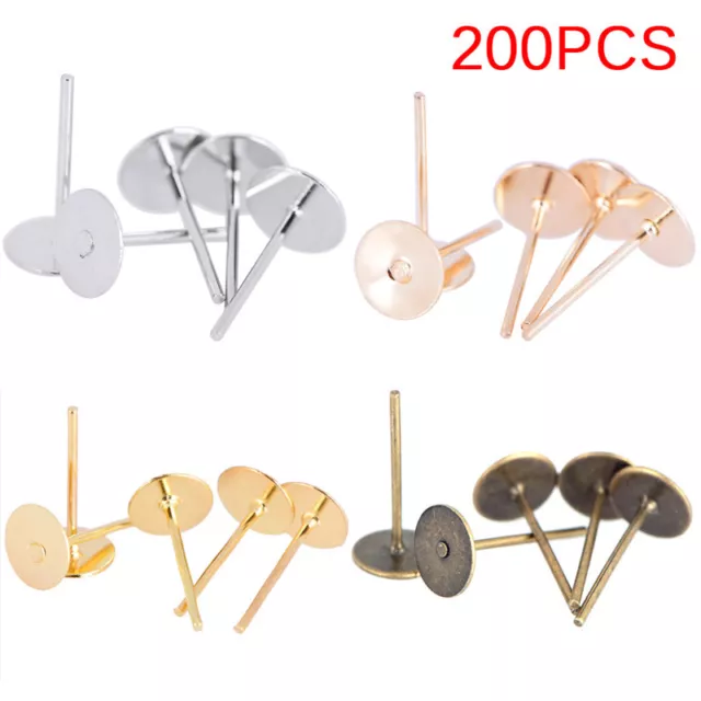 200PCS/Bag DIY Jewelry Earrings Ear Stud Pin DIY Findings Making Accessori D-wf