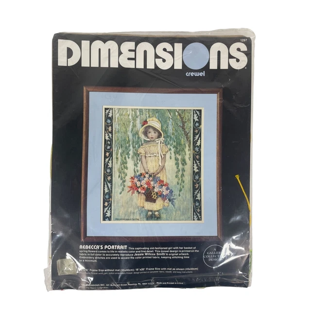 Dimensions Crewel Picture Kit, Retrato de Rebecca, Lienzo Impreso NUEVO 14 x 16