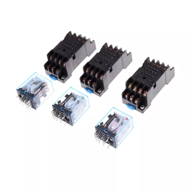 MY4NJ 12v/24v/220v Coil Power Relay DIN Rail Mounted 14 Pin 4PDT with Socket@t@