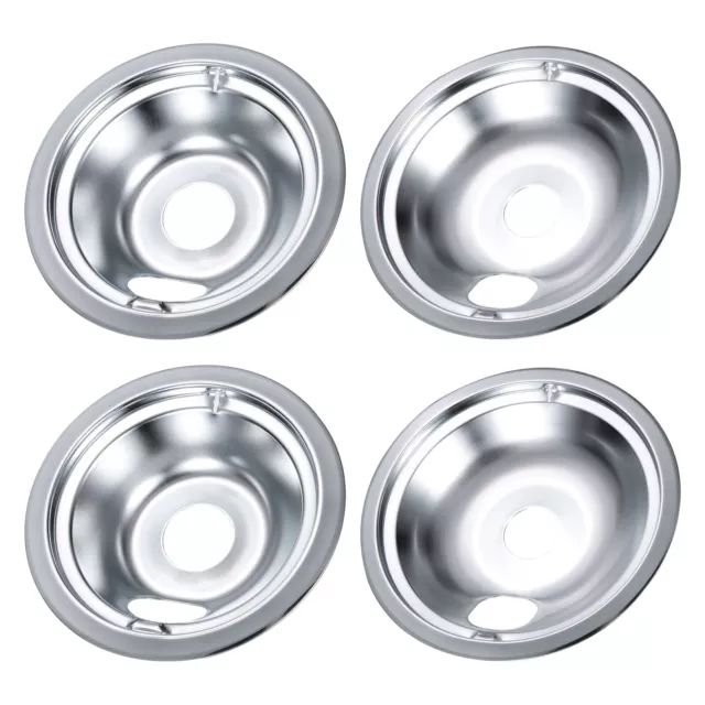 4pcs Chrome Oil Drip Pans 7.68" 9.84" Replacement Set Compatible Electric Range