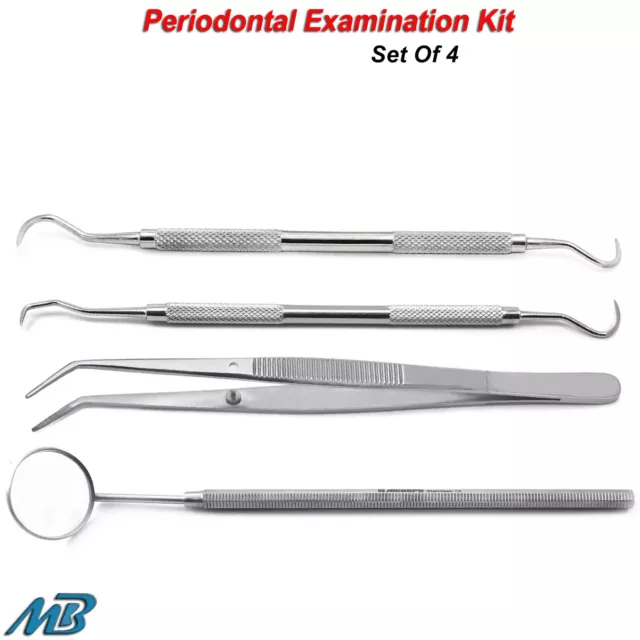 Basic Examination Dental Kit Set Of 3 Hygiene Mirror Explorer Medical Tweezers