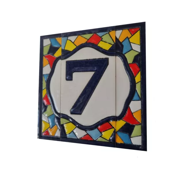 11 x 5.5cm Mosaic Hand-painted Ceramic Number Tiles & Metal Frames