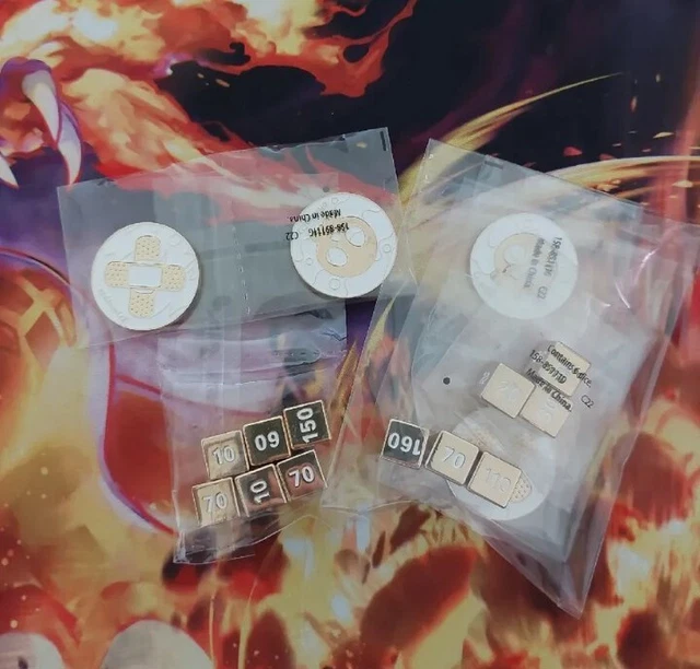 Pokemon TCG Charizard Metal Gold Dice And Damage Counters Charizard UPC X2