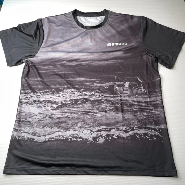 Shimano Graphic T Shirt Mens Size L Black Fishing Casual Style Ocean Fashion Fit