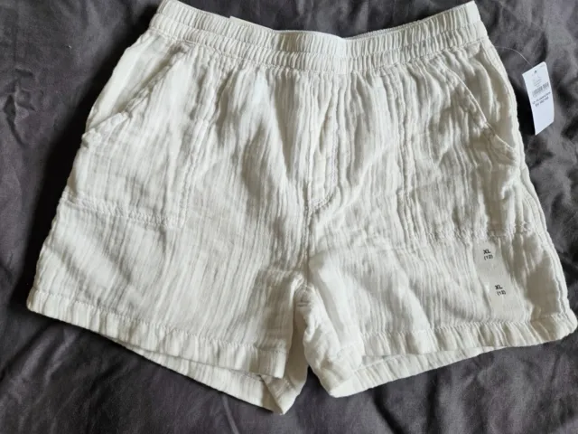 Pantaloncini di lino estivi bianchi per bambini Gap off età 12-13 anni nuovi con etichette