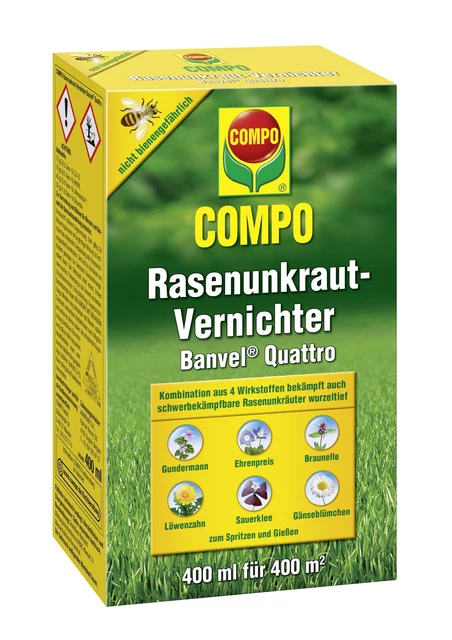 Engrais et Désherbant 2 en 1 pour pelouse COMPO : Mauvaises Herbes et Mousse - 1,3L pour traiter 130 m² main image 1