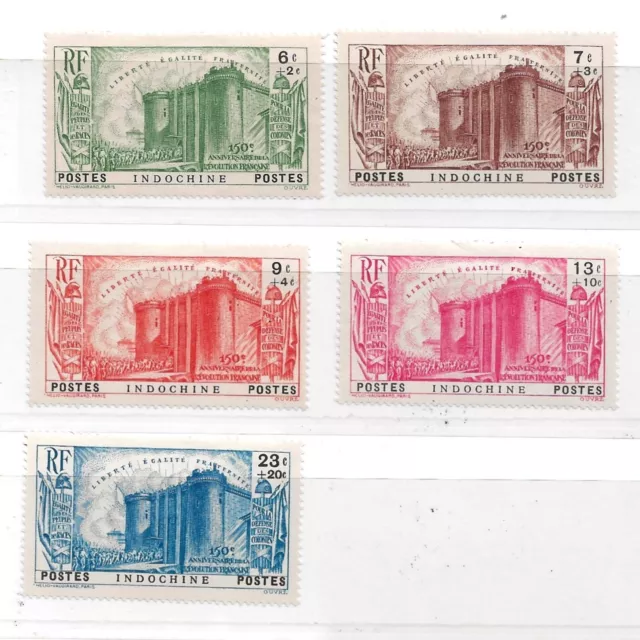 Indochina Sc B15-B19 Mint Lightly Hinged set of 5 French Revolution Issue