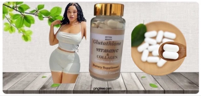 Complément Beauté Gélules Blanchissantes Glutathion Collagène Biotine Vitamine C - 60 Softgels, Éclat & Anti-taches