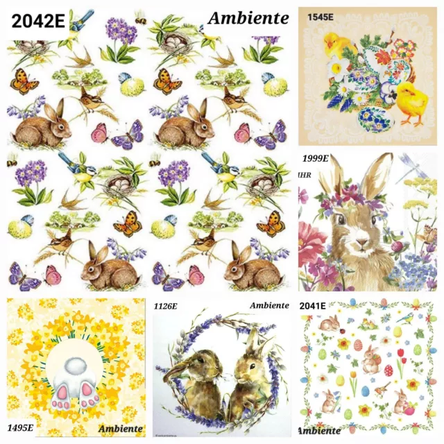 6xMixed Easter Table Paper Napkins,Decoupage/art/Craft/Vintage/Peter Rabbit/