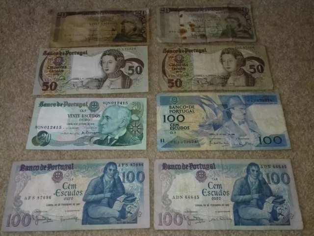Job Lot Vintage  Portugal Banknotes