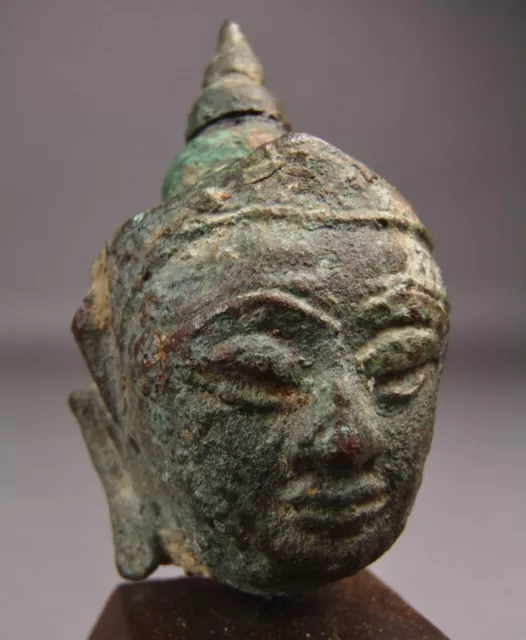 Old AYUTTHAYA c1350-1767 Thai Thailand Bronze BUDDHA HEAD FIGURE Buddhist 32