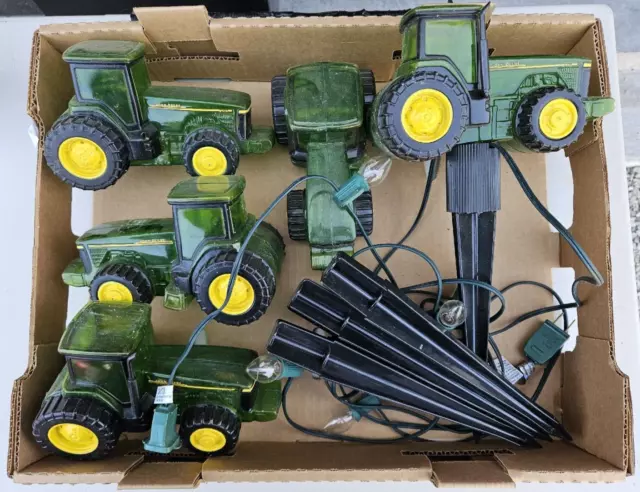 Vintage John Deere Pathway Sidewalk Farm Tractor 5 Piece Light Set RARE Farmer