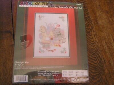 Kit de Navidad Bucilla 1993 estampado ColorPoint #63888 muestreador de juguetes de navidad ~ ¡Nuevo en paquete!