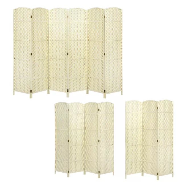 Hand Made Weave Wicker Folding Room Divider Privacy Screen Separator 3/4/6 Panel