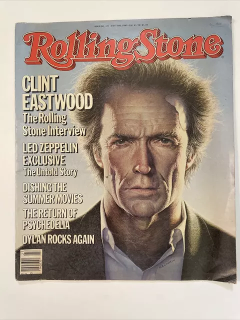 7/4/85 Rolling Stone Magazine - CLINT EASTWOOD, LED ZEPPELIN ,BOB DYLAN No Label