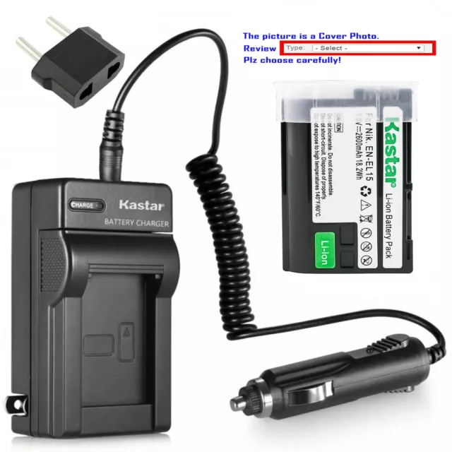 Kastar Battery Travel Charger for Nikon EN-EL15 MH-25 & Nikon D500 DSLR Camera