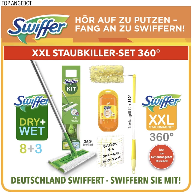 Juego asesino de polvo Swiffer XXL 360° - limpiaparabrisas + imán de polvo XXL 360°