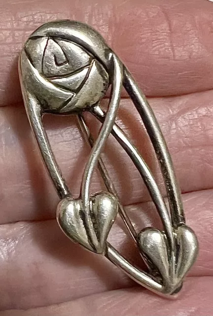 1990s Historic Originals Sterling Silver Mackintosh Inspired GLASGOW ROSE Brooch