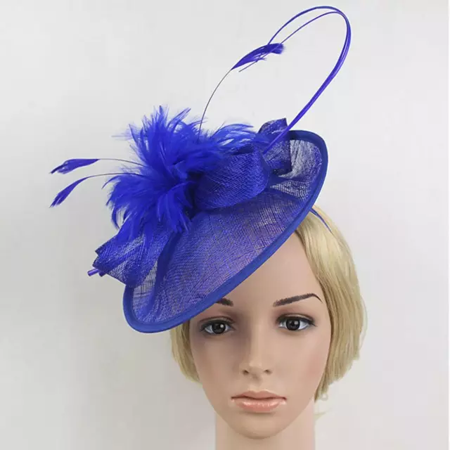 Wedding Race Party Fascinator Veil Net Hat with Flax and Feathers Hatinators,