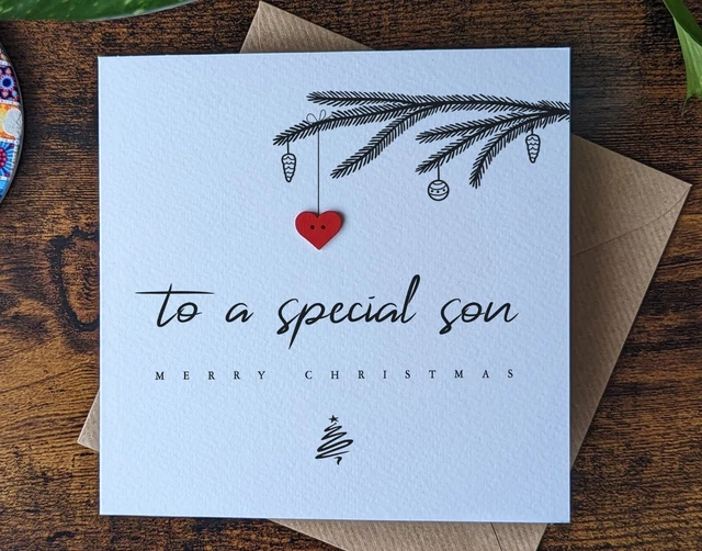 Weihnachtskarte 'To A Special Son' – Mit Goldprägung, Ale-Motiv & Rotem Umschlag